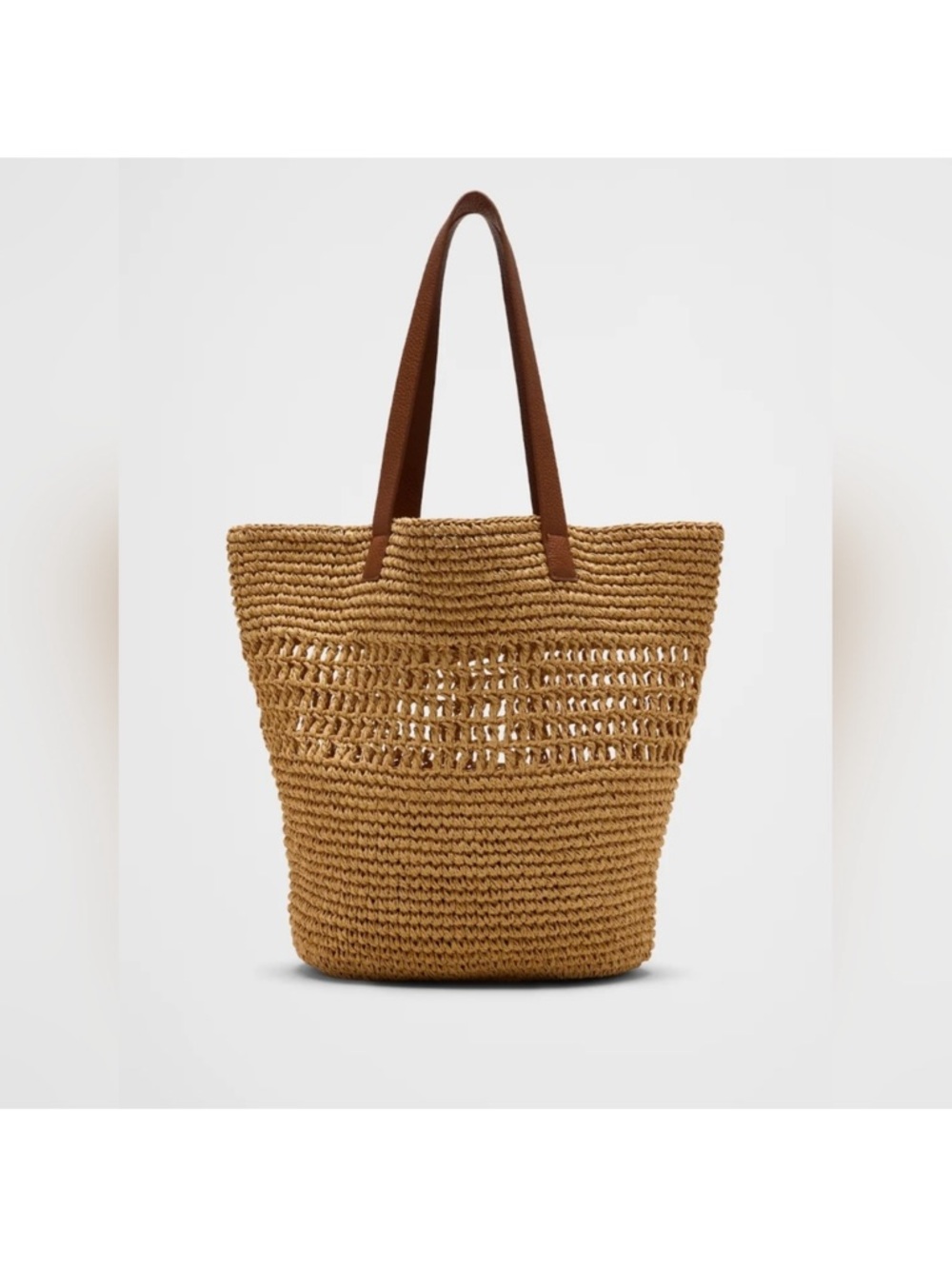 NWT Banana Republic Straw Market Tote In Tobacco Color